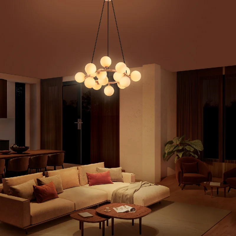 Track lighting for creating a moody atmospherePhilips Divine 15 head Chandelier (French Gold) Track lighting for creating a moody atmospherePhilips Divine 15 head Chandelier (French Gold)