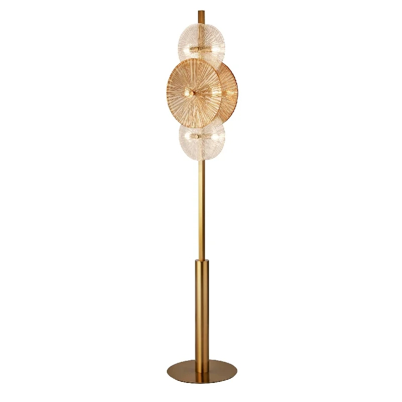 Track lighting with multiple heads for flexibilityWagon Wheel 6Lt Floor Lamp- Bronze Metal, Clear, Amber Glass G9 Track lighting with multiple heads for flexibilityWagon Wheel 6Lt Floor Lamp- Bronze Metal, Clear, Amber Glass G9