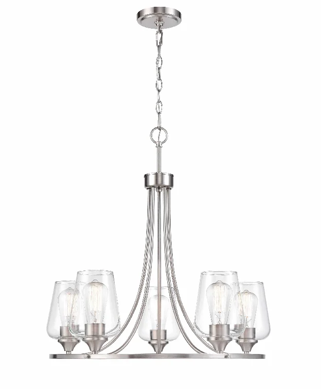 Chandeliers with Venetian Glass for a Luxurious LookChandeliers with Venetian Glass for a Luxurious Look5 Lamps Ashford Chandelier - Brushed Nickel - Clear Glass - 25in Diameter - E26 Medium Base