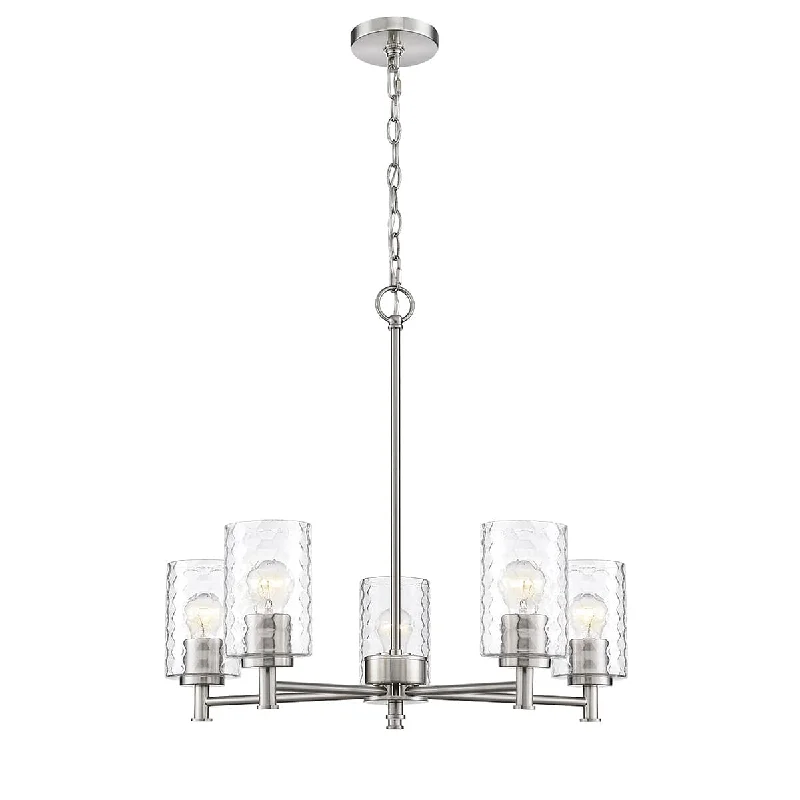 Minimalist Chandeliers for Sleek and Simple InteriorsMinimalist Chandeliers for Sleek and Simple Interiors5 Lamps Ashli Chandelier - Brushed Nickel Finish - Clear Honeycomb Glass - 25in Diameter - E26 Medium Base