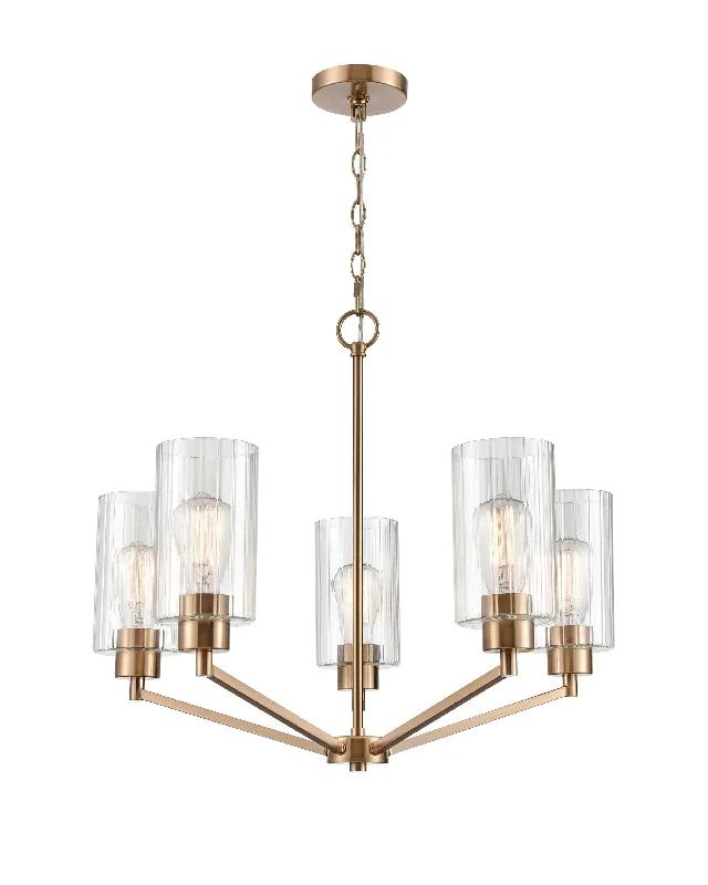 Chandeliers with Metal Frames in Gold FinishChandeliers with Metal Frames in Gold Finish5 Lamps Beverlly Chandelier - Modern Gold Finish - Clear Beveled Glass - 26in Diameter - E26 Medium Base