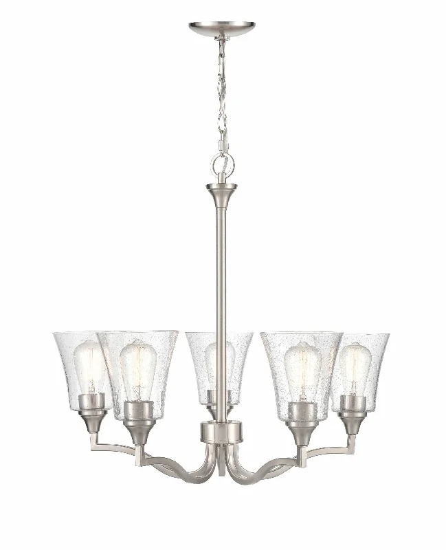 Victorian - Inspired Chandeliers with Ornate DetailsVictorian - Inspired Chandeliers with Ornate Details5 Lamps Caily Chandelier - Brushed Nickel - Clear Seeded Glass - 26in Diameter - E26 Medium Base Victorian - Inspired Chandeliers with Ornate DetailsVictorian - Inspired Chandeliers with Ornate Details5 Lamps Caily Chandelier - Brushed Nickel - Clear Seeded Glass - 26in Diameter - E26 Medium Base