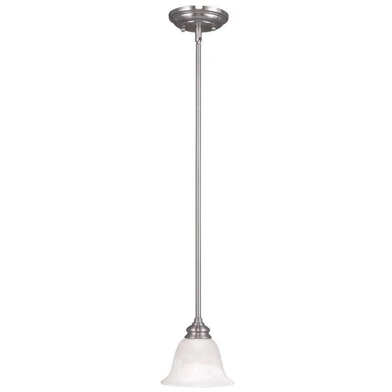 Chandeliers with Adjustable Height for Custom InstallationChandeliers with Adjustable Height for Custom InstallationLivex Essex 1 Light Brushed Nickel Mini Pendant - C185-1340-91 Chandeliers with Adjustable Height for Custom InstallationChandeliers with Adjustable Height for Custom InstallationLivex Essex 1 Light Brushed Nickel Mini Pendant - C185-1340-91