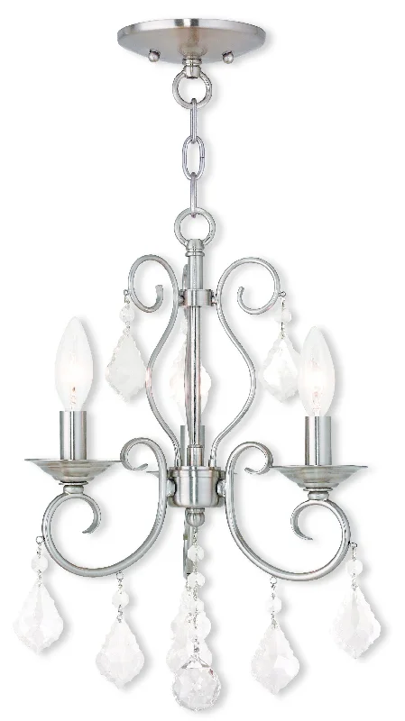 Chandeliers for High Ceilings to Fill Vertical SpaceChandeliers for High Ceilings to Fill Vertical SpaceLivex Donatella 3 Light BN Mini Chandelier/Ceiling Mount - C185-50763-91 Chandeliers for High Ceilings to Fill Vertical SpaceChandeliers for High Ceilings to Fill Vertical SpaceLivex Donatella 3 Light BN Mini Chandelier/Ceiling Mount - C185-50763-91