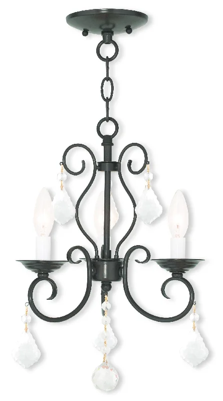 Chandeliers with Metal Frames in Gold FinishChandeliers with Metal Frames in Gold FinishLivex Donatella 3 Light EBZ Mini Chandelier/Flush Mount - C185-50763-92