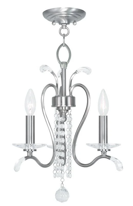 Incandescent Chandeliers for a Warm and Traditional GlowIncandescent Chandeliers for a Warm and Traditional GlowLivex Serafina 3 Light BN Mini Chandelier/Ceiling Mount - C185-51003-91 Incandescent Chandeliers for a Warm and Traditional GlowIncandescent Chandeliers for a Warm and Traditional GlowLivex Serafina 3 Light BN Mini Chandelier/Ceiling Mount - C185-51003-91
