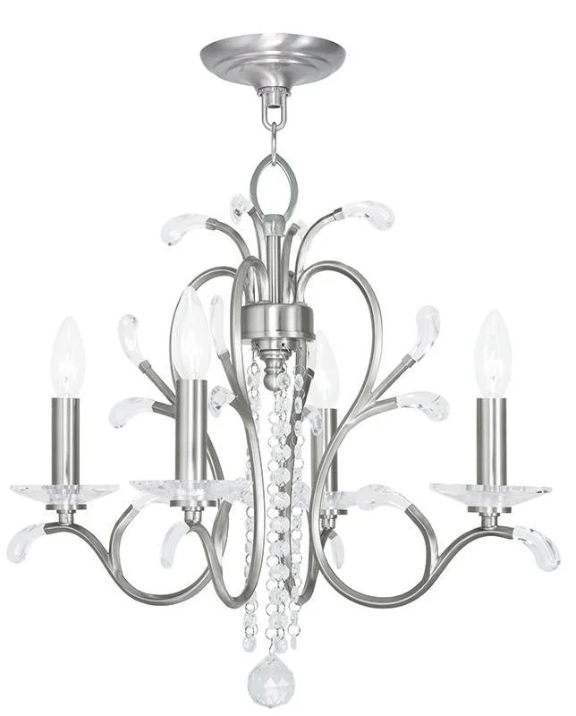 Small Chandeliers for Compact RoomsSmall Chandeliers for Compact RoomsLivex Serafina 4 Light Brushed Nickel Mini Chandelier - C185-51004-91 Small Chandeliers for Compact RoomsSmall Chandeliers for Compact RoomsLivex Serafina 4 Light Brushed Nickel Mini Chandelier - C185-51004-91