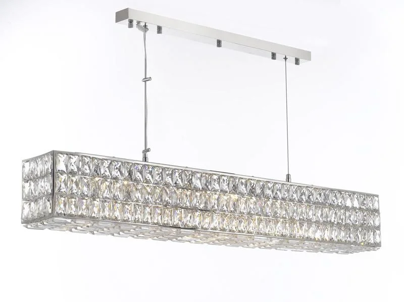Chandeliers with Metal Frames in Black FinishChandeliers with Metal Frames in Black FinishCrystal Nimbus Linear Chandelier Modern / Contemporary 48.5" Wide - Good For Dining Room Foyer Entryway Family Room Etc W48.5" H6.5" - Gb104-3063/10