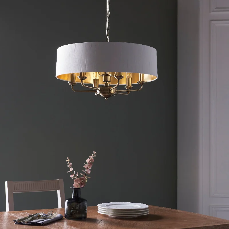 Small Chandeliers for Compact RoomsSmall Chandeliers for Compact RoomsEndon Highclere 6lt Pendant Antique Brass & White