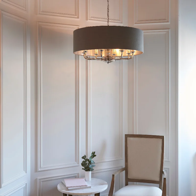 Oversized Chandeliers as a Statement Piece in Living RoomsOversized Chandeliers as a Statement Piece in Living RoomsEndon Highclere 6lt Pendant Bright Nickel & Charcoal
