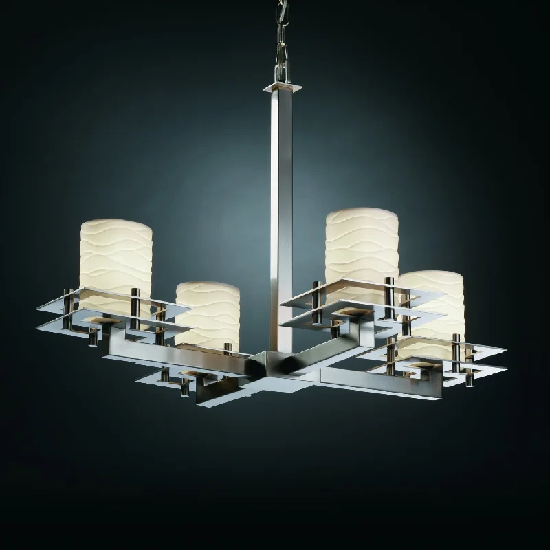 Chandeliers with Metal Frames in Bronze FinishChandeliers with Metal Frames in Bronze FinishJustice Designs Limoges POR-8100-10-WAVE-NCKL Chandelier Light - Brushed Nickel
