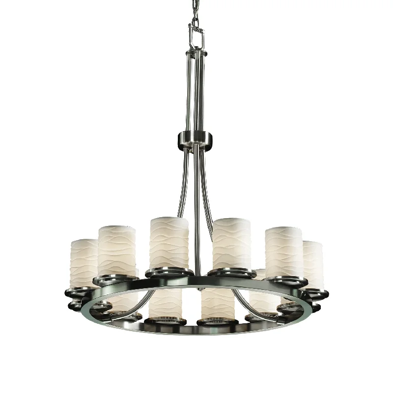 Chandeliers with Clear Crystal for a Sparkling EffectChandeliers with Clear Crystal for a Sparkling EffectJustice Designs Limoges POR-8763-10-WAVE-NCKL Chandelier Light - Brushed Nickel