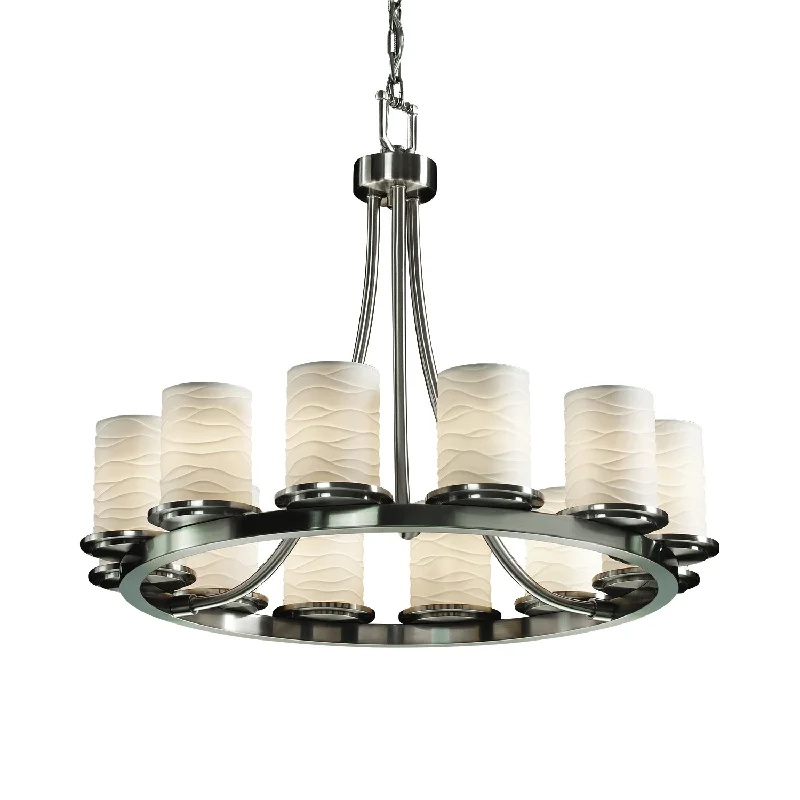 Rustic Wood Chandeliers for Country - Style HousesRustic Wood Chandeliers for Country - Style HousesJustice Designs Limoges POR-8768-10-WAVE-NCKL Chandelier Light - Brushed Nickel