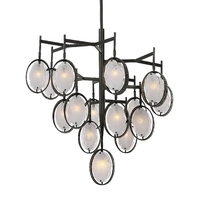 Chandeliers with Colored Glass for a Splash of ColorChandeliers with Colored Glass for a Splash of ColorMAXIN 15 LIGHT LARGE BRONZE CHANDELIER