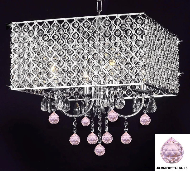 Chandeliers with Adjustable Arms for Directional LightingChandeliers with Adjustable Arms for Directional LightingModern Contemporary Chrome / Crystal 4-light Square Ceiling Chandelier Chandeliers Lighting With Crystal Pink Balls - G7-B76/2129/4