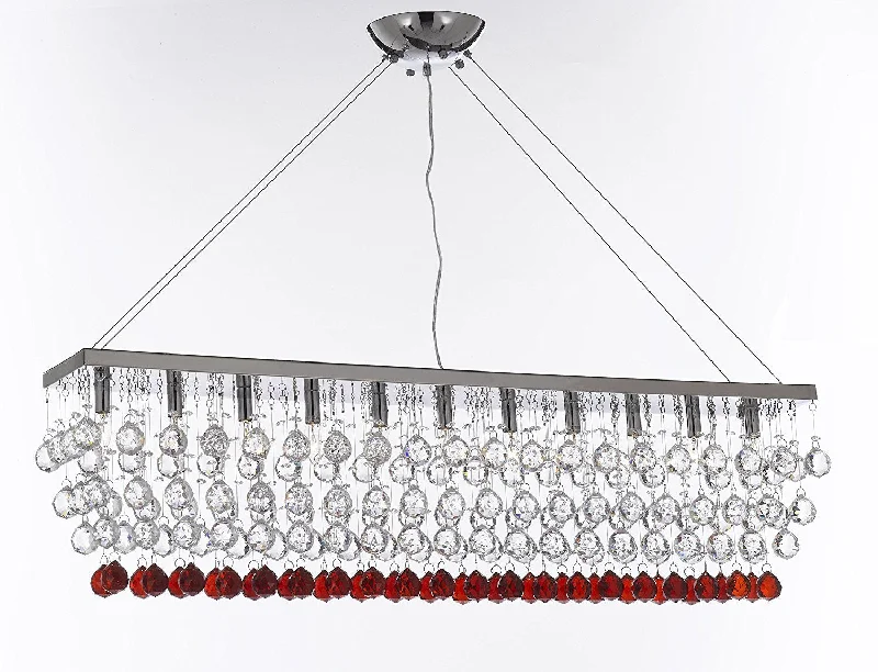 Art Deco Chandeliers for a Retro - Glam LookArt Deco Chandeliers for a Retro - Glam LookModern Contemporary "Rain Drop" Linear Chandelier Light Lighting Chandeliers- Dressed w/Ruby Red Crystal Balls Great for Dining Room or Billiard Pool Table Lighting - F7-B962/926/11