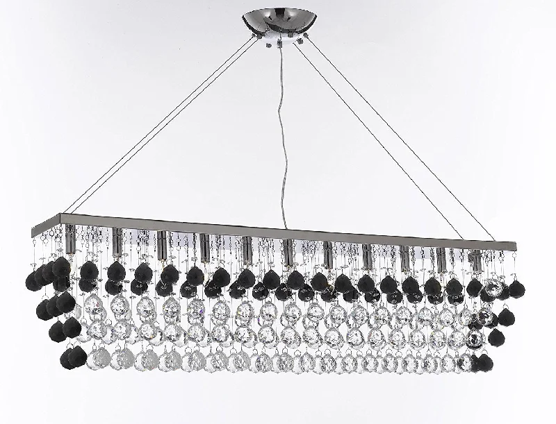 Mini Chandeliers for Adding Charm to Small SpacesMini Chandeliers for Adding Charm to Small SpacesModern Contemporary "Rain Drop" Linear Chandelier Light Lighting Chandeliers- Dressed with Jet Black Crystal Balls Great for Dining Room or Billiard Pool Table Lighting - F7-B954/926/11