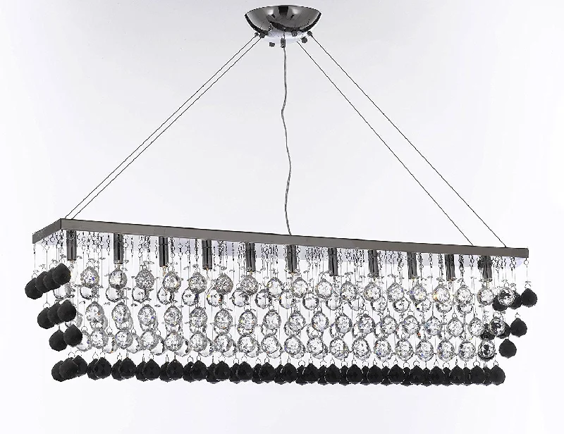LED Chandeliers for Energy - Efficient LightingLED Chandeliers for Energy - Efficient LightingModern Contemporary "Rain Drop" Linear Chandelier Light Lighting Chandeliers-Dressed with Jet Black Crystal Balls Great for Dining Room or Billiard Pool Table Lighting - F7-B955/926/11 LED Chandeliers for Energy - Efficient LightingLED Chandeliers for Energy - Efficient LightingModern Contemporary "Rain Drop" Linear Chandelier Light Lighting Chandeliers-Dressed with Jet Black Crystal Balls Great for Dining Room or Billiard Pool Table Lighting - F7-B955/926/11