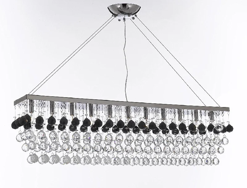 Chandeliers with Clear Crystal for a Sparkling EffectChandeliers with Clear Crystal for a Sparkling EffectModern Contemporary "Rain Drop" Linear Chandelier Light Lighting Chandeliers- Dressed with Jet Black Crystal Balls Great for Dining Room or Billiard Pool Table Lighting - F7-B951/926/11 Chandeliers with Clear Crystal for a Sparkling EffectChandeliers with Clear Crystal for a Sparkling EffectModern Contemporary "Rain Drop" Linear Chandelier Light Lighting Chandeliers- Dressed with Jet Black Crystal Balls Great for Dining Room or Billiard Pool Table Lighting - F7-B951/926/11