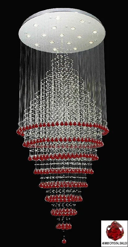 Small Chandeliers for Compact RoomsSmall Chandeliers for Compact RoomsNew ! Modern Contemporary Chandelier Rain Drop Chandeliers H 100" W 41" (Over 8ft Tall!) - Dressed with Ruby Red Crystal Balls! Great for Foyer, Entryway, Family Room and More! - G7-B104/6874/16 Small Chandeliers for Compact RoomsSmall Chandeliers for Compact RoomsNew ! Modern Contemporary Chandelier Rain Drop Chandeliers H 100" W 41" (Over 8ft Tall!) - Dressed with Ruby Red Crystal Balls! Great for Foyer, Entryway, Family Room and More! - G7-B104/6874/16