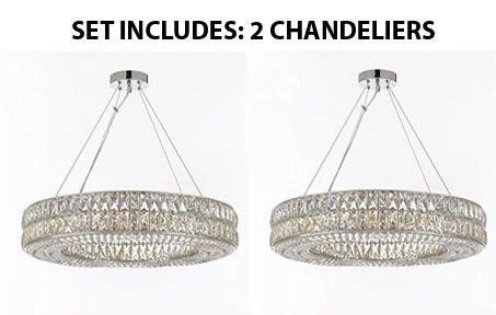 Chandeliers with Adjustable Arms for Directional LightingChandeliers with Adjustable Arms for Directional LightingSet Of 2 - Crystal Nimbus Ring Chandelier Chandeliers Modern / Contemporary Lighting Pendant 32" Wide - Good For Dining Room Foyer Entryway Family Room And More - Gb104-3063/12-Set Of 2