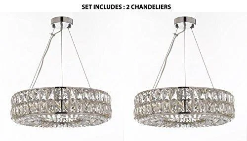 Large Chandeliers for Grand Halls and FoyersLarge Chandeliers for Grand Halls and FoyersSet Of 2 - Crystal Nimbus Ring Chandelier Modern / Contemporary Lighting Pendant 20" Wide - Good For Dining Room Foyer Entryway Family Room And More - Set Of 2 - Gb104-3063/8
