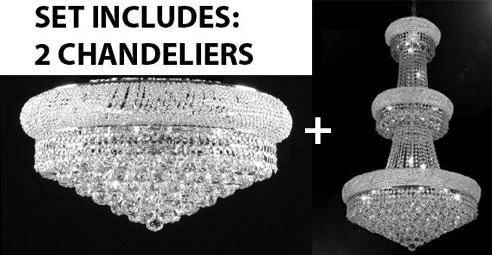 LED Chandeliers for Energy - Efficient LightingLED Chandeliers for Energy - Efficient LightingSet Of 2 - French Empire Crystal Chandelier H50" X W30" + Flush Empire Crystal Chandelier Lighting 12X24 - Foyer Hallway Bedroom Kitchen- Works For All Locations - 1Ea-Cs/541/24+1Ea-Cs/Flush/542/15 LED Chandeliers for Energy - Efficient LightingLED Chandeliers for Energy - Efficient LightingSet Of 2 - French Empire Crystal Chandelier H50" X W30" + Flush Empire Crystal Chandelier Lighting 12X24 - Foyer Hallway Bedroom Kitchen- Works For All Locations - 1Ea-Cs/541/24+1Ea-Cs/Flush/542/15