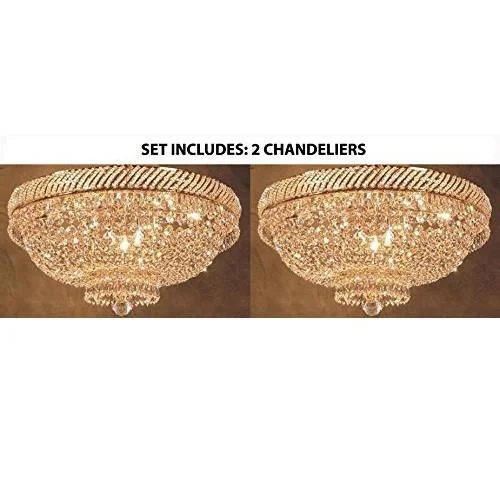 Traditional Brass Chandeliers for Classic InteriorsTraditional Brass Chandeliers for Classic InteriorsSet Of 2 French Empire Crystal Flush Chandelier Lighting H 16" W 23" - 2Ea-F93-Flush/448/9 Traditional Brass Chandeliers for Classic InteriorsTraditional Brass Chandeliers for Classic InteriorsSet Of 2 French Empire Crystal Flush Chandelier Lighting H 16" W 23" - 2Ea-F93-Flush/448/9