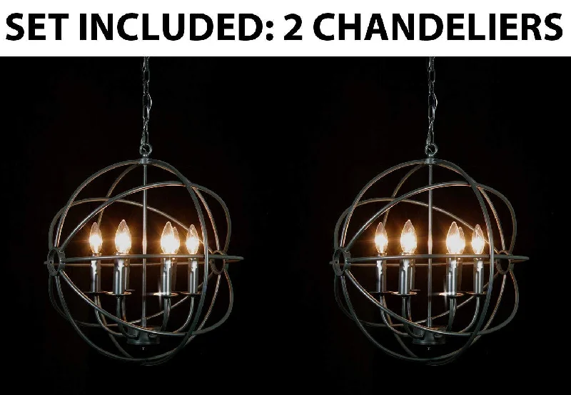 Chandeliers with Clear Crystal for a Sparkling EffectChandeliers with Clear Crystal for a Sparkling EffectSet of 2- Spherical Orb Wrought Iron Chandelier Lighting Country French 6 Lights Ceiling Fixture Sphere Modern Rustic H 20" W 20" - Great for The Kitchen, Dining Room, Bedroom and More ! - 2EA G7-ORB/6 Chandeliers with Clear Crystal for a Sparkling EffectChandeliers with Clear Crystal for a Sparkling EffectSet of 2- Spherical Orb Wrought Iron Chandelier Lighting Country French 6 Lights Ceiling Fixture Sphere Modern Rustic H 20" W 20" - Great for The Kitchen, Dining Room, Bedroom and More ! - 2EA G7-ORB/6