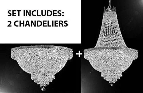 Chandeliers with Metal Frames in Black FinishChandeliers with Metal Frames in Black FinishSet Of 2 - Swarovski Crystal Trimmed Chandelier Empire Chandelier Lighting H 30" X W 24" + Swarovski Crystal Trimmed Chandelier French Empire Crystal Semi Flush Chandelier H18" X W24" - 1Ea-Silver/870/9Sw+1Ea-Flush/Cs/870/9Sw Chandeliers with Metal Frames in Black FinishChandeliers with Metal Frames in Black FinishSet Of 2 - Swarovski Crystal Trimmed Chandelier Empire Chandelier Lighting H 30" X W 24" + Swarovski Crystal Trimmed Chandelier French Empire Crystal Semi Flush Chandelier H18" X W24" - 1Ea-Silver/870/9Sw+1Ea-Flush/Cs/870/9Sw
