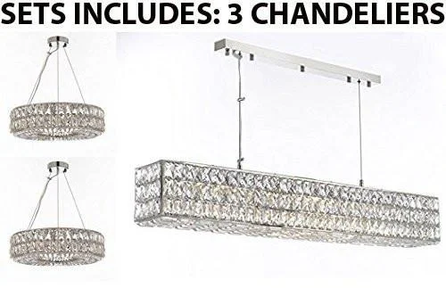 Chandeliers with Adjustable Arms for Directional LightingChandeliers with Adjustable Arms for Directional LightingSet Of 3 - 2 Crystal Nimbus Ring Chandeliers Modern / Lighting Pendant 20" Wide And 1 Crystal Nimbus Linear Chandeliers Modern / Lighting Pendant 48.5" Wide - Good For Dining Room Foyer Entryway - 2 Ea Gb104-3063/8 + 1 Ea Gb104-3063/10