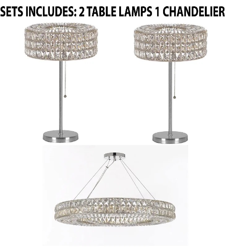 Rustic Wood Chandeliers for Country - Style HousesRustic Wood Chandeliers for Country - Style HousesSet of 3 - 2 Crystal Nimbus Ring Modern / Contemporary Table Lamp Lighting H 28" W15" & 1 Crystal Nimbus Ring Chandelier Modern / Contemporary Lighting Pendant 44" Wide - Good for Dining Room! - 2 EA TL/3063/3 + 1 EA 3063/17 Rustic Wood Chandeliers for Country - Style HousesRustic Wood Chandeliers for Country - Style HousesSet of 3 - 2 Crystal Nimbus Ring Modern / Contemporary Table Lamp Lighting H 28" W15" & 1 Crystal Nimbus Ring Chandelier Modern / Contemporary Lighting Pendant 44" Wide - Good for Dining Room! - 2 EA TL/3063/3 + 1 EA 3063/17
