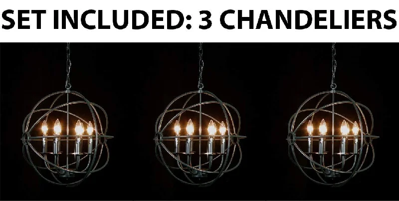 Traditional Brass Chandeliers for Classic InteriorsTraditional Brass Chandeliers for Classic InteriorsSet of 3 - Spherical Orb Wrought Iron Chandelier Lighting Country French 6 Lights Ceiling Fixture Sphere Modern Rustic H 20" W 20" - Great for The Kitchen, Dining Room, Bedroom and More ! - 3EA G7-ORB/6 Traditional Brass Chandeliers for Classic InteriorsTraditional Brass Chandeliers for Classic InteriorsSet of 3 - Spherical Orb Wrought Iron Chandelier Lighting Country French 6 Lights Ceiling Fixture Sphere Modern Rustic H 20" W 20" - Great for The Kitchen, Dining Room, Bedroom and More ! - 3EA G7-ORB/6