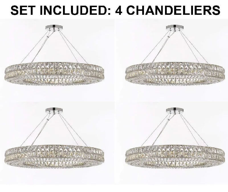 Chandeliers with Dimmable Lights for Ambiance ControlChandeliers with Dimmable Lights for Ambiance ControlSet of 4 - Crystal Nimbus Ring Chandelier Chandeliers Modern/Contemporary Lighting Pendant 44" Wide - Good for Dining Room, Foyer, Entryway, Family Room and More! - 4EA GB104-3063/17 Chandeliers with Dimmable Lights for Ambiance ControlChandeliers with Dimmable Lights for Ambiance ControlSet of 4 - Crystal Nimbus Ring Chandelier Chandeliers Modern/Contemporary Lighting Pendant 44" Wide - Good for Dining Room, Foyer, Entryway, Family Room and More! - 4EA GB104-3063/17