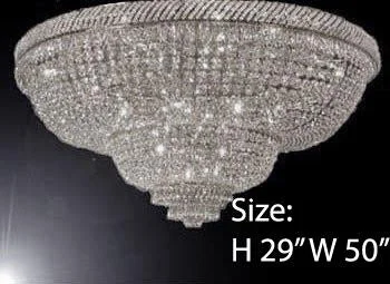 Chandeliers with Metal Frames in Silver FinishChandeliers with Metal Frames in Silver FinishSwarovski Crystal Trimmed Chandelier Silver French Empire Crystal Flush Basket Chandelier H 29" W 50" - G93-Flush/Cs/448/48Sw Chandeliers with Metal Frames in Silver FinishChandeliers with Metal Frames in Silver FinishSwarovski Crystal Trimmed Chandelier Silver French Empire Crystal Flush Basket Chandelier H 29" W 50" - G93-Flush/Cs/448/48Sw