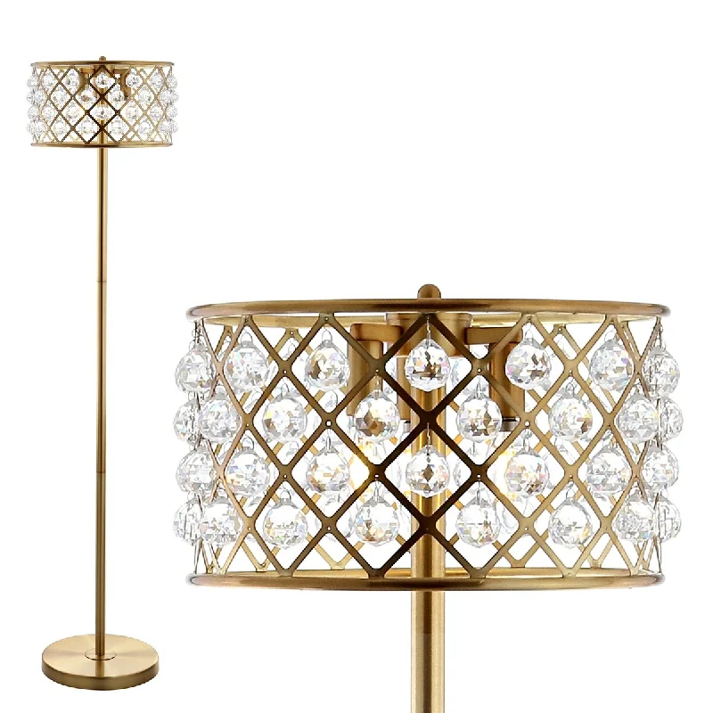 USB Charging Port Floor Lamp for Convenient Device ChargingUSB Charging Port Floor Lamp for Convenient Device ChargingElizabeth 60" Crystal/Metal LED Floor Lamp, Brass Gold/Clear by JONATHAN Y - Gold/Satin Brass USB Charging Port Floor Lamp for Convenient Device ChargingUSB Charging Port Floor Lamp for Convenient Device ChargingElizabeth 60" Crystal/Metal LED Floor Lamp, Brass Gold/Clear by JONATHAN Y - Gold/Satin Brass