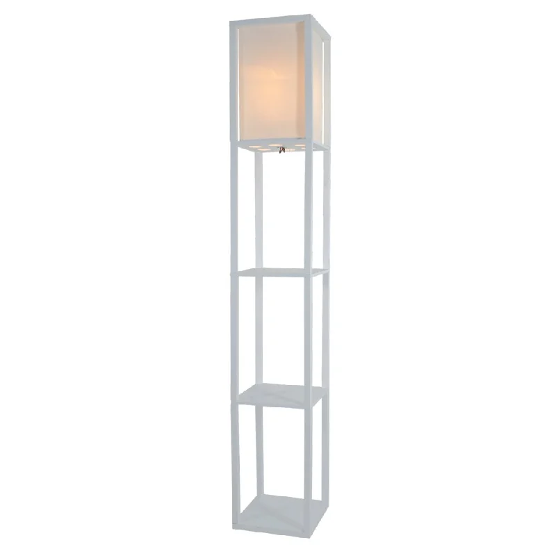 Glass Floor Lamp with Frosted Shades for Soft Diffused LightGlass Floor Lamp with Frosted Shades for Soft Diffused LightLight Accents 3-Shelf Linen Shade Wooden Floor Lamp - 70"